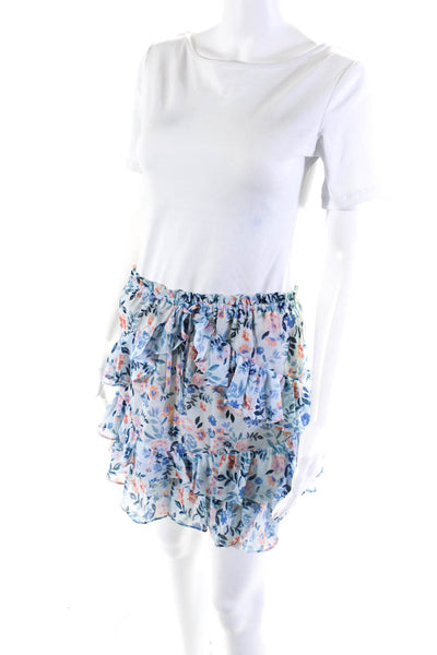 Lovers + Friends Women's Elastic Waist Ruffle Tiered Floral Mini Skirt Size M