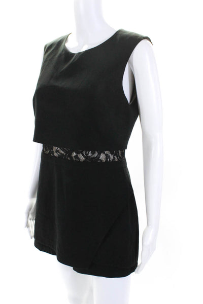 BCBGMAXAZRIA Women's Lace Panel Sleeveless Skort Romper Black Size 6