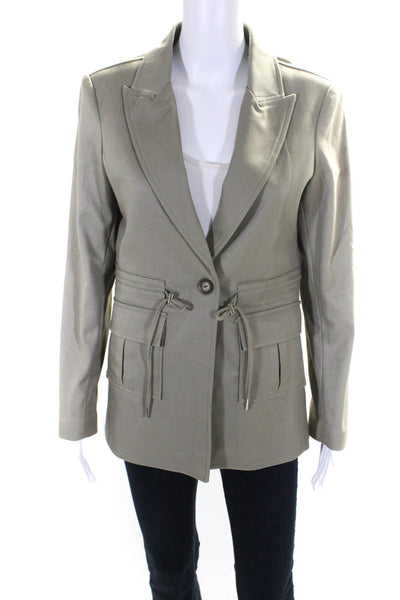 Blue Revival Womens Peak Lapel Drawstring Anorak Blazer Jacket Light Green Small