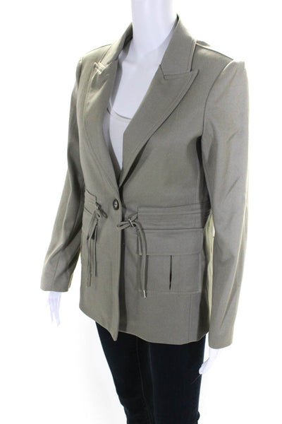 Blue Revival Womens Peak Lapel Drawstring Anorak Blazer Jacket Light Green Small