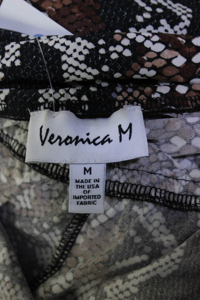 Veronica M Womens Spaghetti Strap Snakeskin Print Knit Jumpsuit Brown Medium
