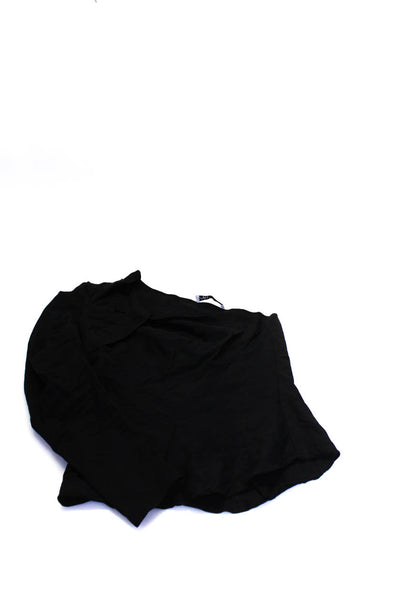 Zara Womens Tee Shirt Lace Trim One Shoulder Tops Black Gray Medium Large Lot 2