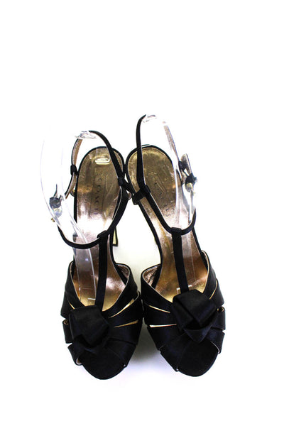 Coach Womens Black Peep Toe Ankle Strap Platform Sandals Shoes Size 8B