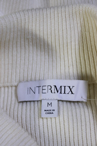 Intermix Womens Long Sleeve Cold Shoulder Turtleneck Sweater White Size Medium