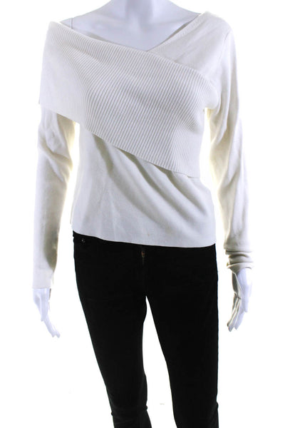 Line And Dot Womens Long Sleeve Ribbed Cowl Neck Sweater White Size Large