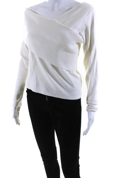 Line And Dot Womens Long Sleeve Ribbed Cowl Neck Sweater White Size Large