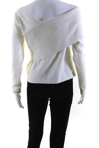 Line And Dot Womens Long Sleeve Ribbed Cowl Neck Sweater White Size Large