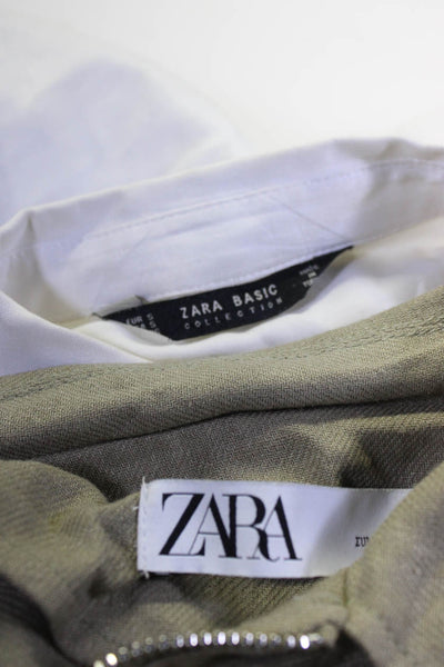 Zara MNG Womens Cardigan Sweater Shirt Jacket Green White Small Medium Lot 3