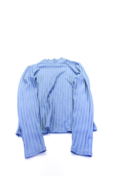 Zara MNG Womens Knit Satin Shirts Sweater Blue Green White Medium Large Lot 4