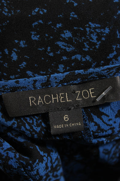 Rachel Zoe Womens Blue Silk Abstract Print Long Sleeve Blouse Top Size 6