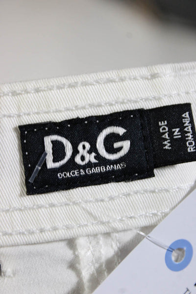 D&G Dolce & Gabbana Womens White Cotton Knee Length Denim Skirt Size 28