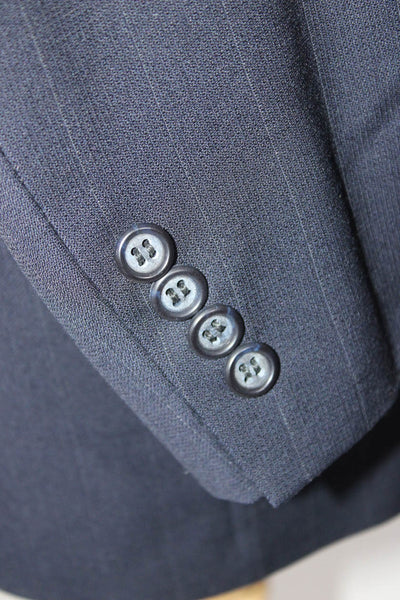 Joseph & Feiss Mens Dark Navy Striped Two Button Long Sleeve Blazer Size 40