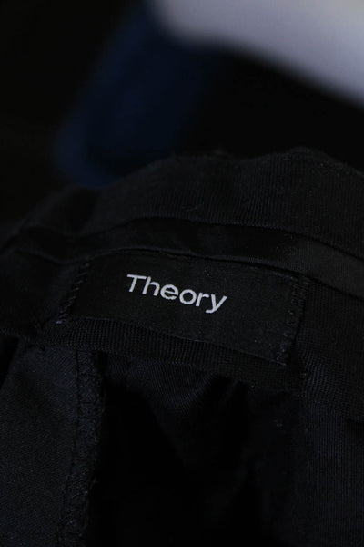 Theory Mens Wool Hook & Eye Tapered Straight Leg Dress Pants Black Size EUR30