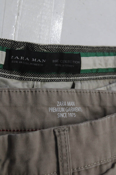 Zara Man Mens Cotton Buttoned Tapered Casual Jogger Pants Beige Size EUR31 Lot 2