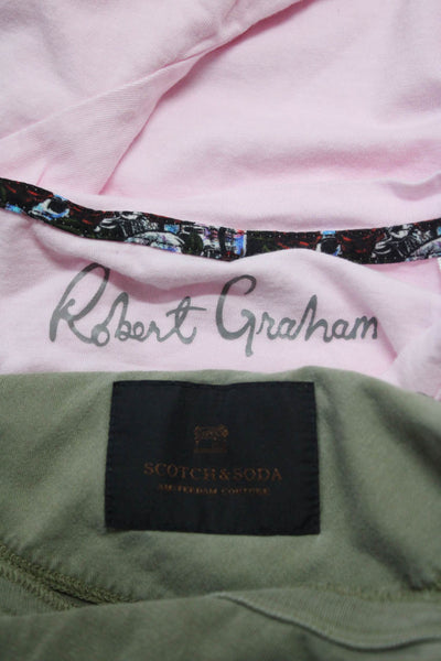 Robert Graham Scotch & Soda Womens Short Sleeve Shirts Pink Green Size M Lot 2