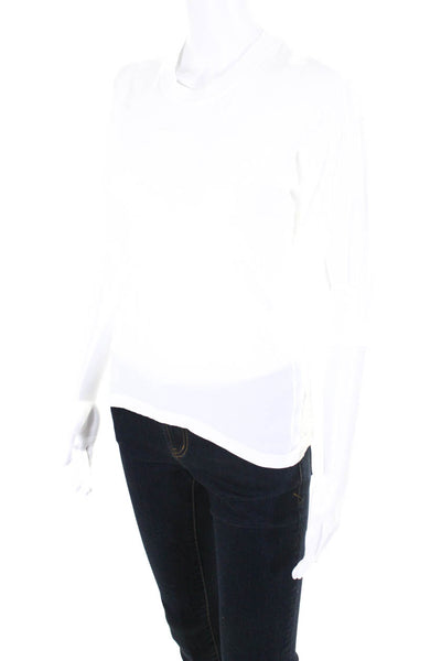 No 21 Womens Textured Half Sleeve Crewneck High Low Blouse Top White Size 38