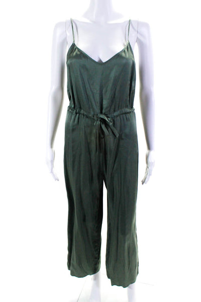 Nation LTD Womens Satin Spaghetti Strap Drawstring Waist Jumpsuit Green Size XS