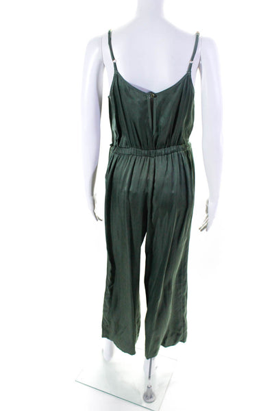 Nation LTD Womens Satin Spaghetti Strap Drawstring Waist Jumpsuit Green Size XS