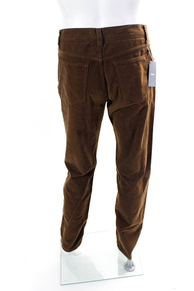Neiman Marcus Men's Velvet Flat Front Straight Leg Trousers Brown Size 36