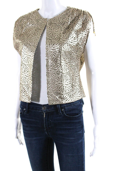 Grayse Womens Leather Drawstring Shoulder Hook & Eye Vest Gold Tone Size XS