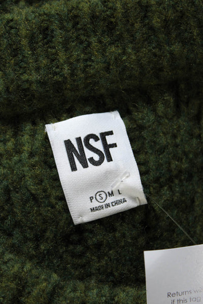 NSF Womens Wool Cable-Knit Distressed Long Sleeve Pullover Sweater Green Size S