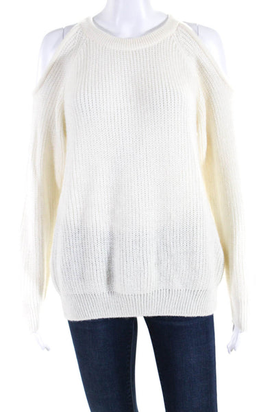 IRO Womens Wool Knit Cold Shoulder Long Sleeve Pullover Sweater White Size XS