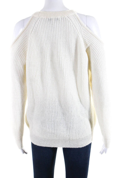 IRO Womens Wool Knit Cold Shoulder Long Sleeve Pullover Sweater White Size XS