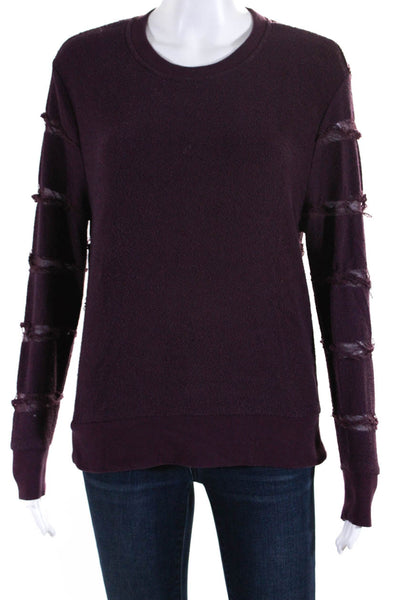 IRO Jeans Womens Cotton Distressed Round Neck Pullover Sweater Purple Size XS