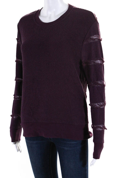 IRO Jeans Womens Cotton Distressed Round Neck Pullover Sweater Purple Size XS