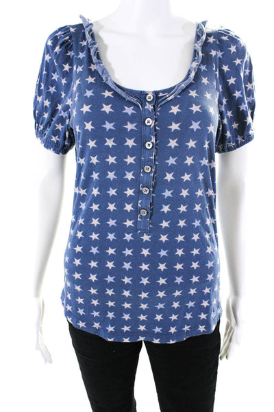 Marc By Marc Jacobs Womens Cotton Jersey Star Printed Tee T-Shirt Blue Size M