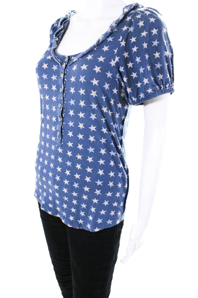 Marc By Marc Jacobs Womens Cotton Jersey Star Printed Tee T-Shirt Blue Size M