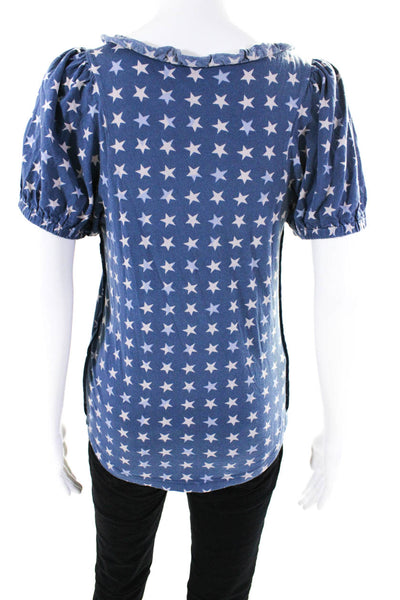 Marc By Marc Jacobs Womens Cotton Jersey Star Printed Tee T-Shirt Blue Size M