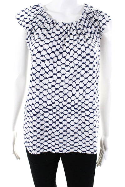 Marc By Marc Jacobs Womens Jersey Knit Cotton Printed Blouse Top White Size S