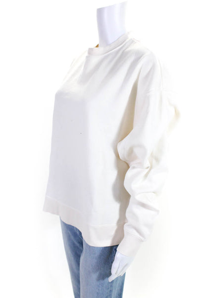 We Wore What Womens Pullover Crew Neck Sweatshirt White Cotton Size Medium