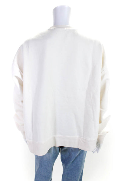 We Wore What Womens Pullover Crew Neck Sweatshirt White Cotton Size Medium