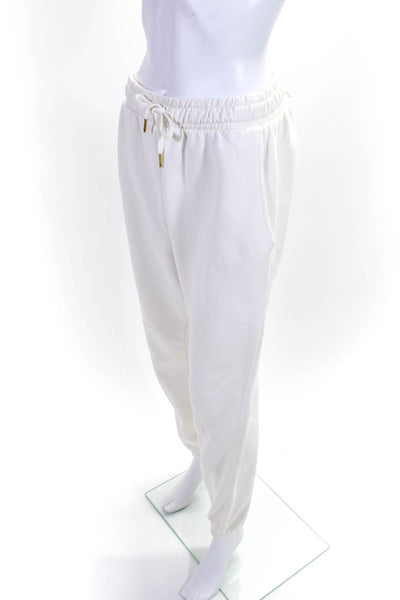 We Wore What Womens High Rise Drawstring Straight Leg Jogger Pants White Medium