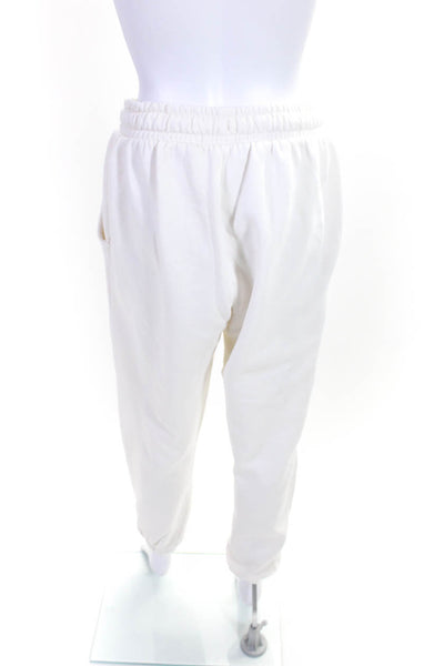 We Wore What Womens High Rise Drawstring Straight Leg Jogger Pants White Medium