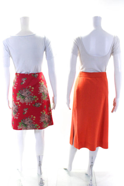 Etcetera Womens Knee Length Floral Knit Skirts Pink Orange Size XL 12 Lot 2