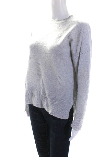 Theory Womens Cashmere Ribbed Hem Long Sleeve Pullvoer Sweater Gray Size M