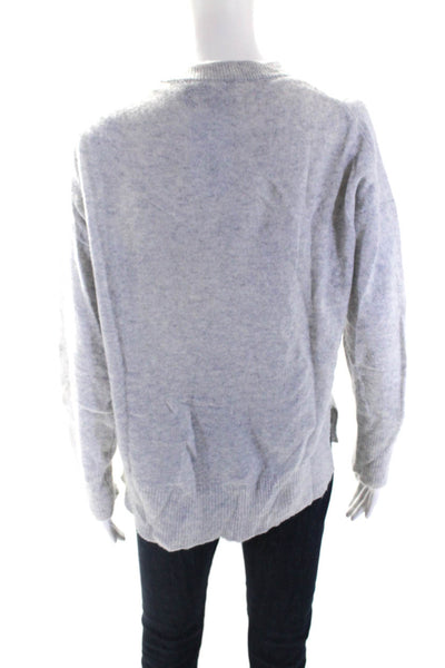 Theory Womens Cashmere Ribbed Hem Long Sleeve Pullvoer Sweater Gray Size M