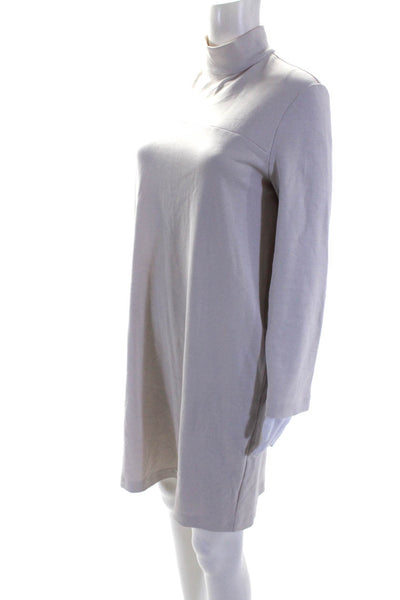 Max Mara Leisure Womens Mock Neck Zipped Long Sleeve Midi Dress White Size M