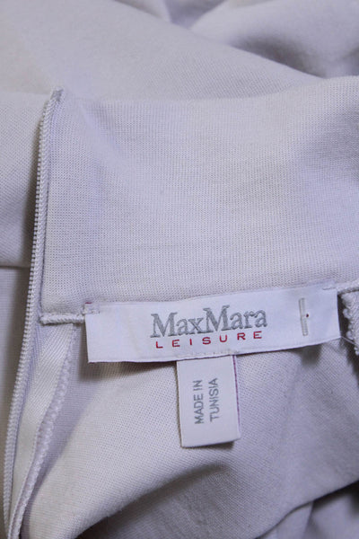 Max Mara Leisure Womens Mock Neck Zipped Long Sleeve Midi Dress White Size M