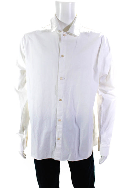 COS Men's Cotton Long Sleeve Button Down Dress Shirt White Size L