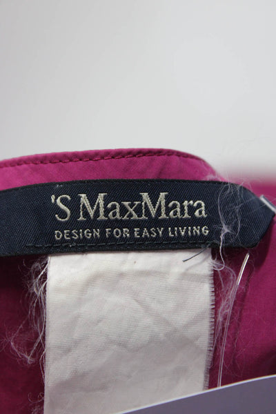 'S Max Mara Womens Pleated Sleeveless Round Neck A Line Dress Magenta Size 40