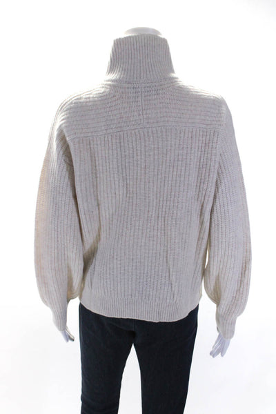 Everlane Womens Heathered Oat The Felted Merino Half Zip Sweater Size XS