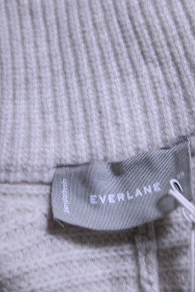 Everlane Womens Heathered Oat The Felted Merino Half Zip Sweater Size XS