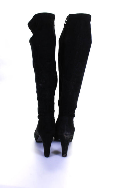 Tahari Womens Suede Side Zip Block Heels Knee High Boots Black Size 8