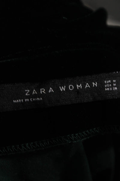 Zara Womens Tie Front Velvet Hooded Kimono Robe Dark Green Size Medium