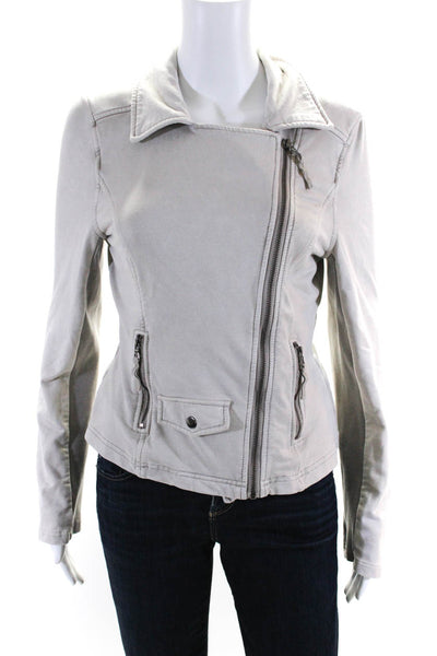 Marrakech Womens Zippered Pocket Collared Fabric Motorcycle Jacket Gray Size XS