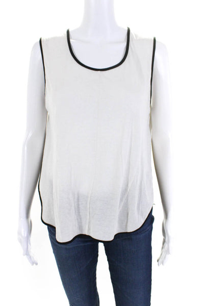 Rag & Bone Women's Cotton Sheer Panel Scoop Neck tank Top White/Black Size M